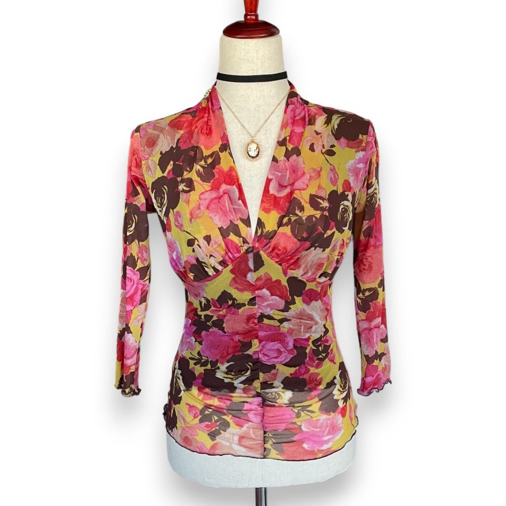 Weston Wear Mesh Floral Top 90s Y2k Vibes Size S